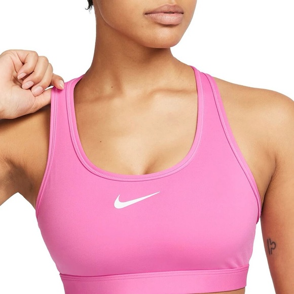 Nike Swoosh Dri-FIT Pink Medium Support Sports Bra - Picture 1 of 5